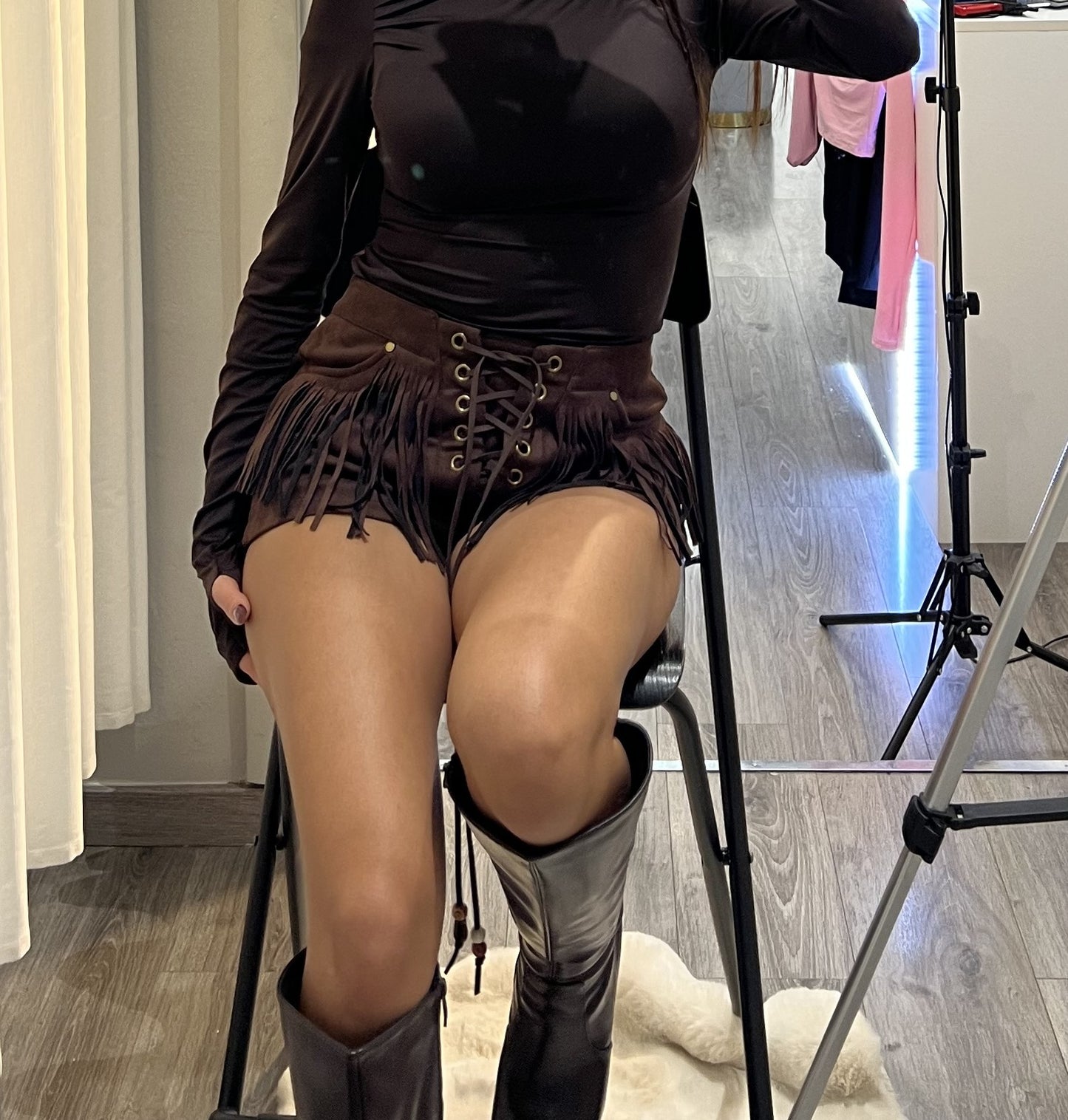 WILD FRINGE SUEDE SHORTS